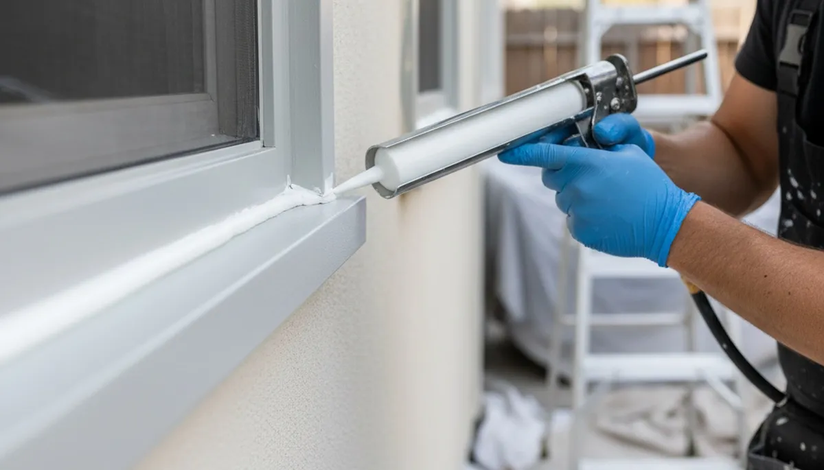 Professional caulking and sealing for stucco home exterior in Pasadena, CA by expert painters