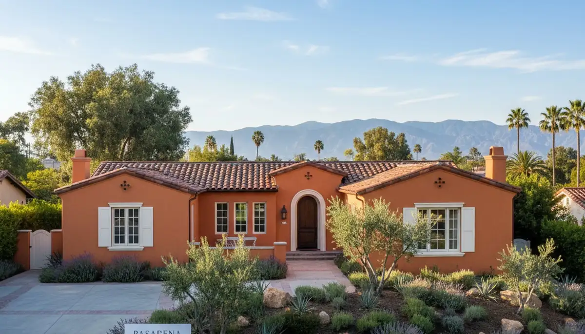 Freshly painted Pasadena, CA home exterior with smooth, durable stucco finish by local house painters