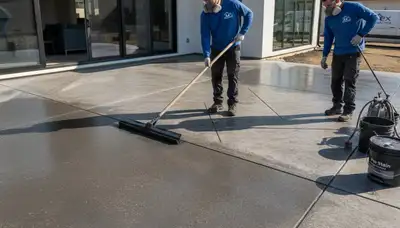 Professional concrete staining on patio surface in Pasadena, CA for durable, weather-resistant finish