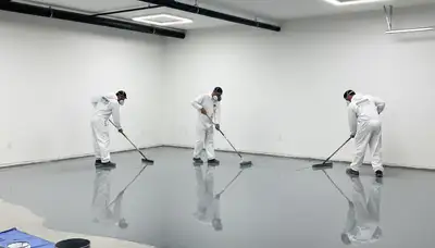 Epoxy floor coating installation in Pasadena, CA garage by professional house painting contractors