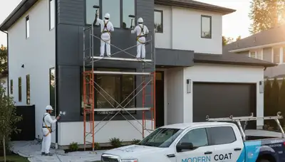 Professional exterior house painters working on stucco home in Pasadena, CA