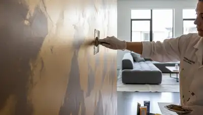 Faux painting specialists adding decorative wall texture in a Pasadena, CA Spanish Revival home