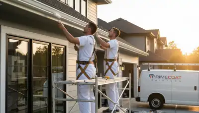 Professional gutter painting on stucco home in Pasadena, CA by expert house painters
