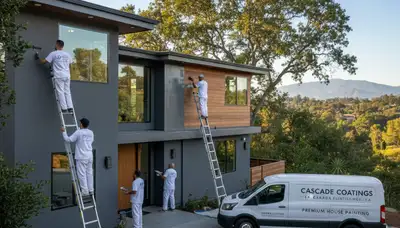 Professional house painters refinishing exterior home in Pasadena, CA