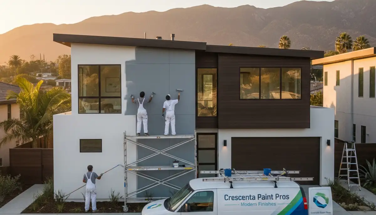 Professional house painters working on exterior home in Pasadena, CA