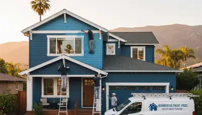 Professional house painters working on exterior home painting in Pasadena, CA