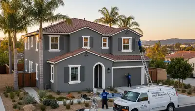 Professional house painters enhancing residential exterior in Pasadena, CA