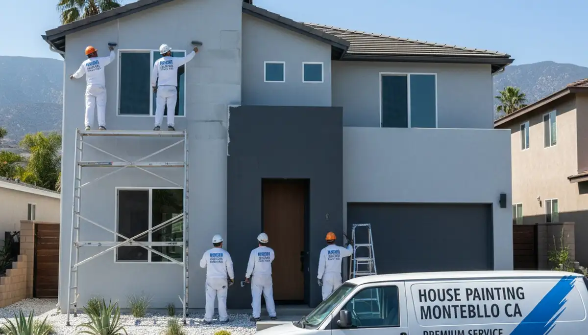 Professional house painters working on exterior home painting in Pasadena, CA