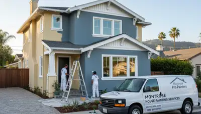 Professional house painters in Pasadena, CA applying exterior home paint for residential upgrade