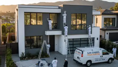 Professional house painters enhancing home exterior in Pasadena, CA