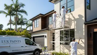 Professional house painters working on exterior home in Pasadena, CA
