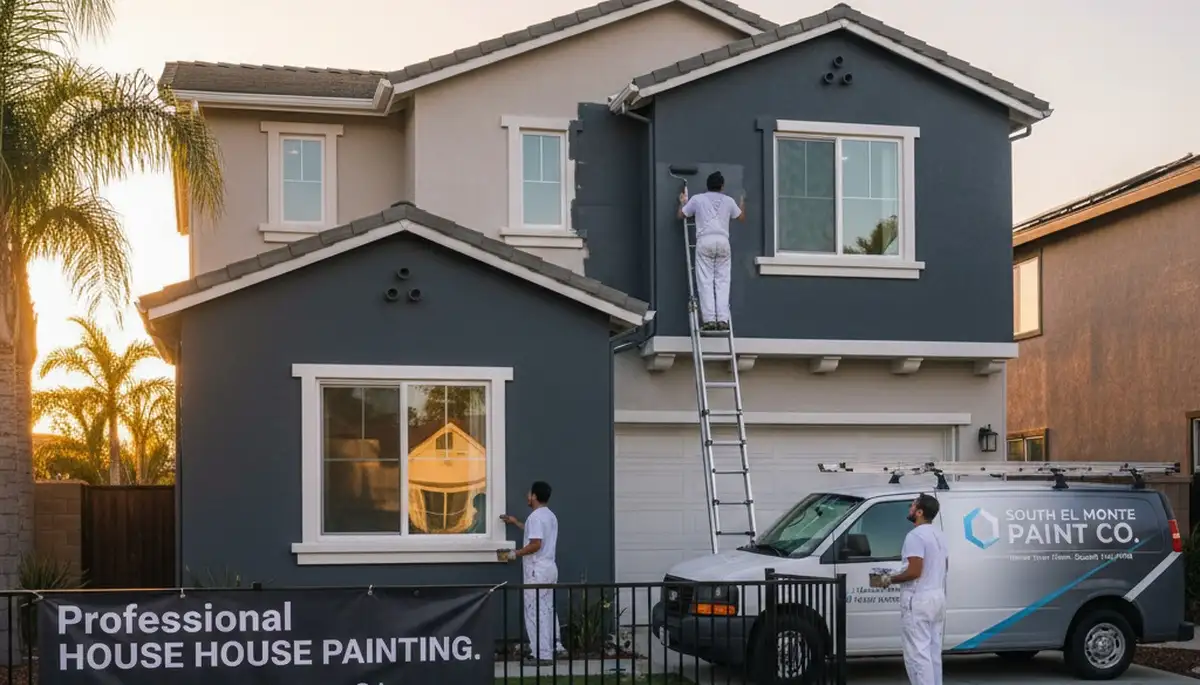 Professional house painters working on exterior home in Pasadena, CA