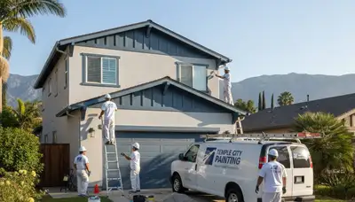 Professional house painters working on exterior home repaint in Pasadena, CA