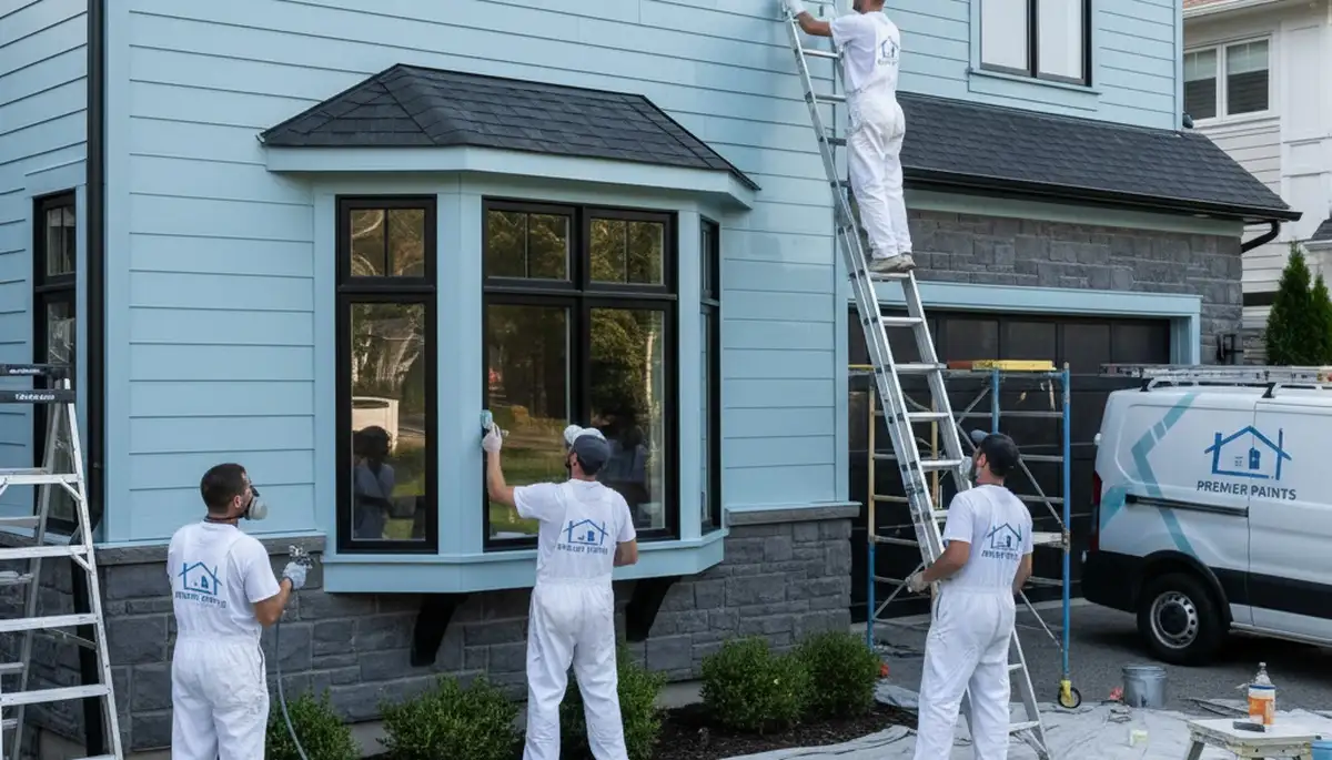 Professional siding painting on stucco home in Pasadena, CA by expert exterior house painters