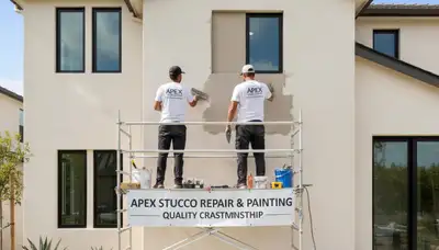 Professional stucco repair and texture matching on Pasadena, CA home exterior by local painting experts