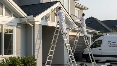 Professional trim and fascia painting on Pasadena, CA home exterior by expert house painters